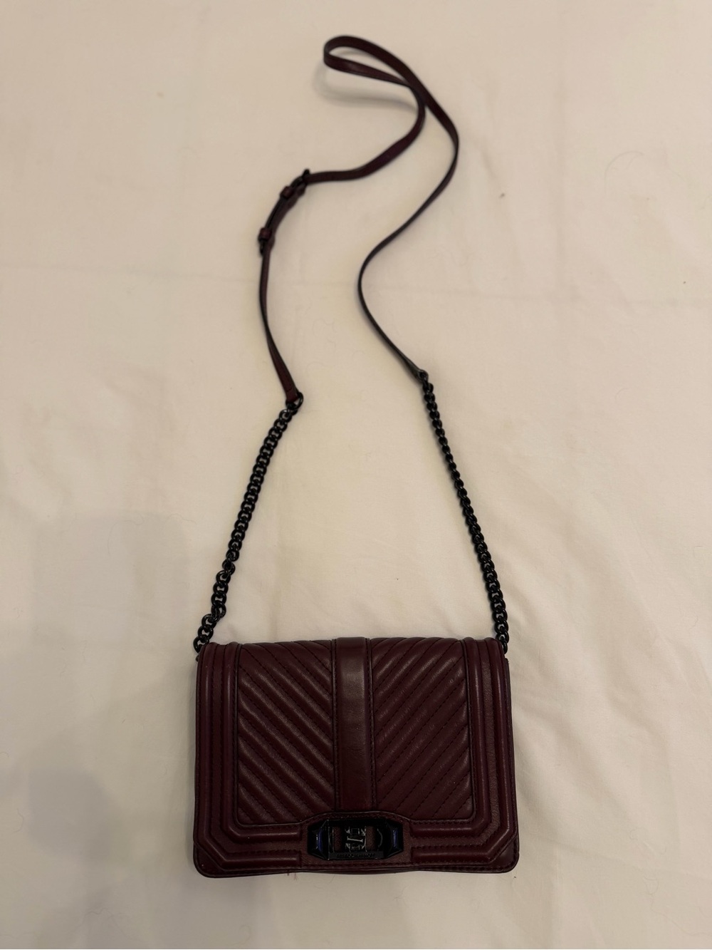 Rebecca Minkoff Quilted Chevron Crossbody in Burgundy